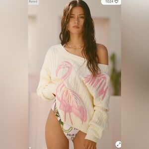 NWOT size Medium Anthropologie Celandine Boat Neck Embroidered Heritage sweater